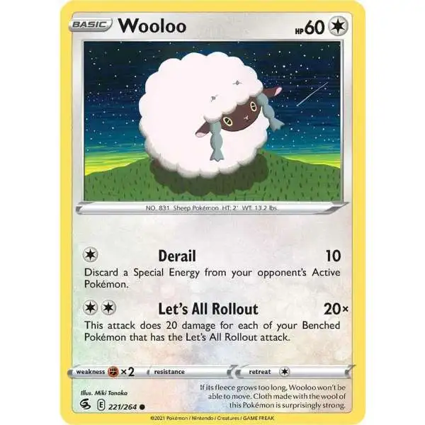 Pokemon Trading Card Game Sword & Shield Fusion Strike Common Wooloo #221