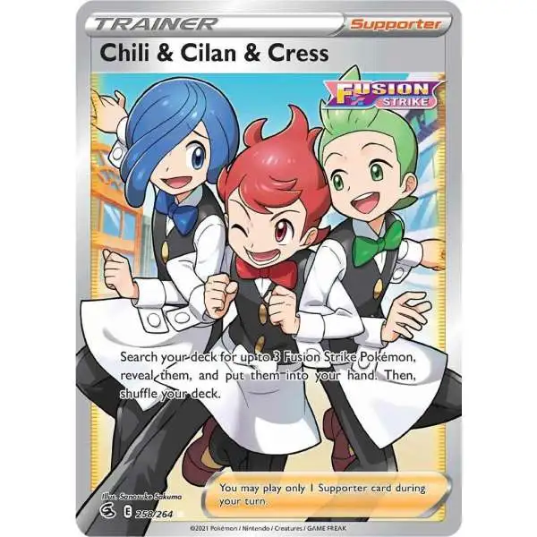 Pokemon Trading Card Game Sword & Shield Fusion Strike Ultra Rare Chili & Cilan & Cress #258 [Full Art]