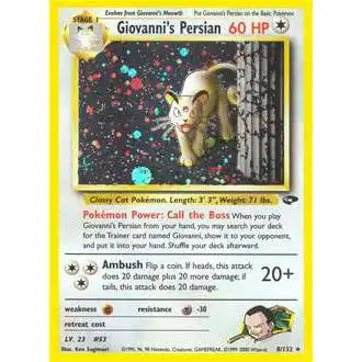 Pokemon Gym Challenge Rare Holo Giovanni's Persian #8