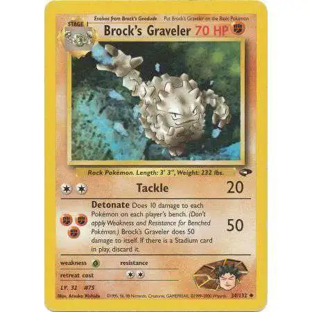 Pokemon Gym Challenge Uncommon Brock's Graveler #34 [1st Edition]