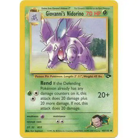 Pokemon Gym Challenge Uncommon Giovanni's Nidorino #45 [Moderately Played]