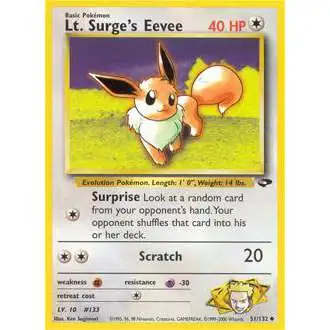 Pokemon Gym Challenge Uncommon Lt. Surge's Eevee #51 [1st Edition]