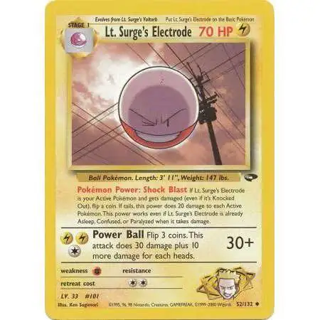 Pokemon Gym Challenge Uncommon Lt. Surge's Electrode #52 [1st Edition]