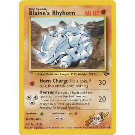 Pokemon Gym Challenge Common Blaine's Rhyhorn #65 [1st Edition]