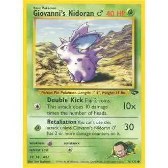 Pokemon Gym Challenge Common Giovanni's Nidoran M #76 [Lightly Played]