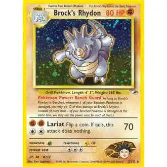 Pokemon Trading Card Game Gym Heroes Holo Rare Brock's Rhydon #2 [Lightly Played]