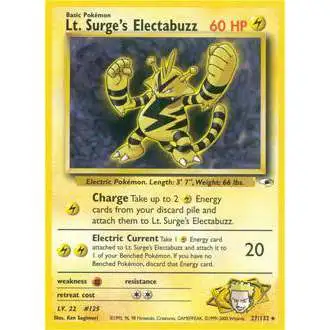 Pokemon Trading Card Game Gym Heroes Rare Lt. Surge's Electabuzz #27 [Damaged]