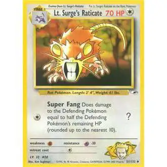 Pokemon Trading Card Game Gym Heroes Uncommon Lt. Surge's Raticate #51