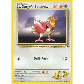 Pokemon Trading Card Game Gym Heroes Uncommon Lt. Surge's Spearow #52