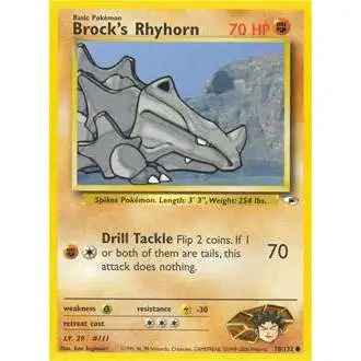 Pokemon Trading Card Game Gym Heroes Common Brock's Rhyhorn #70 [Lightly Played]