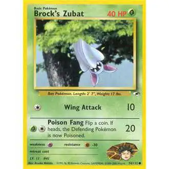 Pokemon Trading Card Game Gym Heroes Common Brock's Zubat #74 [Lightly Played]