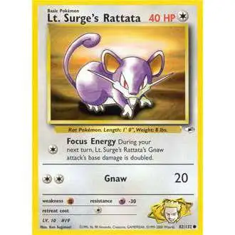 Pokemon Trading Card Game Gym Heroes Common Lt. Surge's Rattata #82