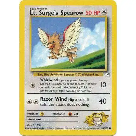 Pokemon Trading Card Game Gym Heroes Common Lt. Surge's Spearow #83 [Lightly Played]