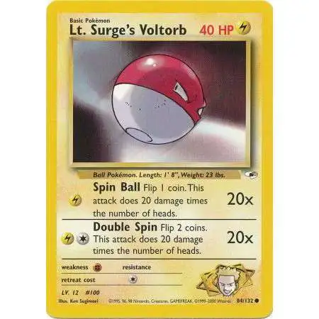 Pokemon Trading Card Game Gym Heroes Common Lt. Surge's Voltorb #84