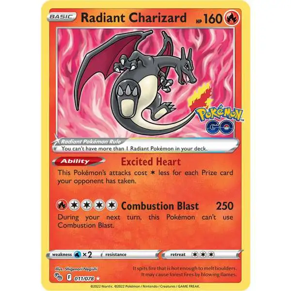 Trading Card Game Pokemon GO Ultra Rare Radiant Charizard #11