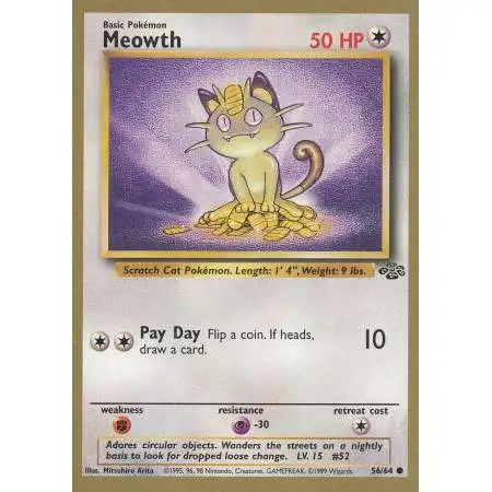 Pokemon Trading Card Game Rare Gold Border Meowth #56 [Lightly Played]