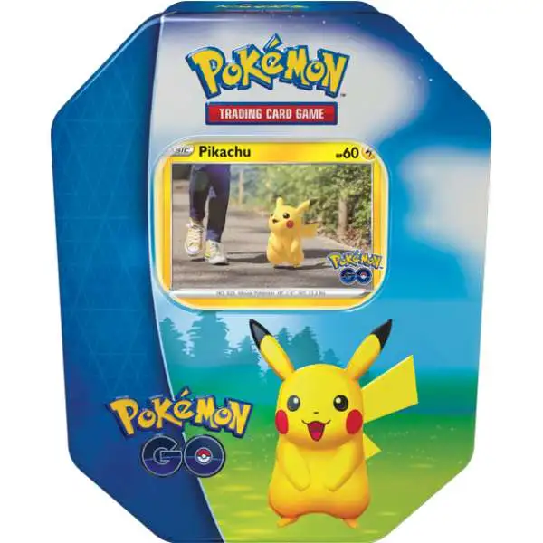 Pokemon GO Pikachu Tin Set [4 Booster Packs, 2 Foil Promo Cards & More]