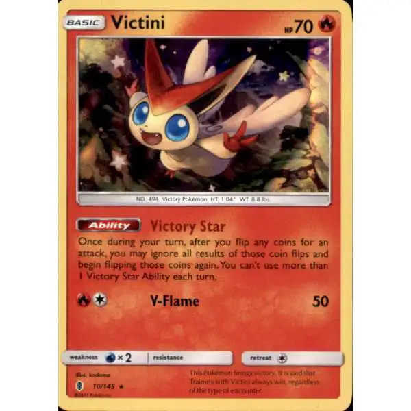 Pokemon Trading Card Game Sun & Moon Guardians Rising Rare Holo Victini #10