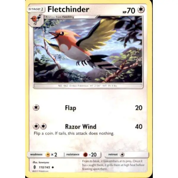 Pokemon Trading Card Game Sun & Moon Guardians Rising Uncommon Fletchinder #110
