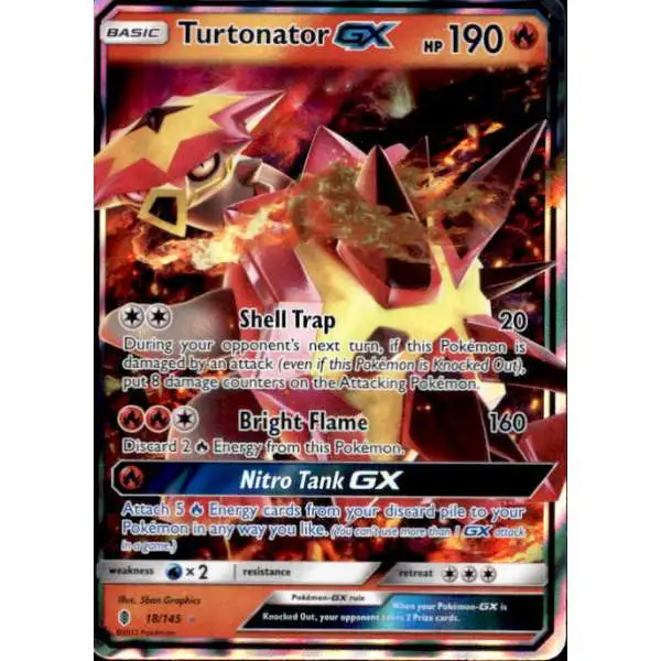 Pokemon Trading Card Game Sun & Moon Guardians Rising Ultra Rare Turtonator GX #18