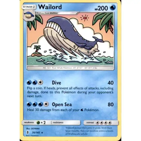 Pokemon Trading Card Game Sun & Moon Guardians Rising Rare Wailord #30