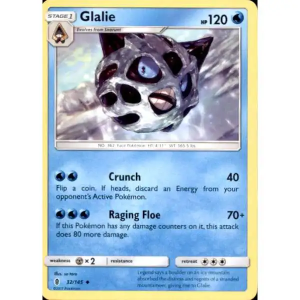 Pokemon Trading Card Game Sun & Moon Guardians Rising Uncommon Glalie #32