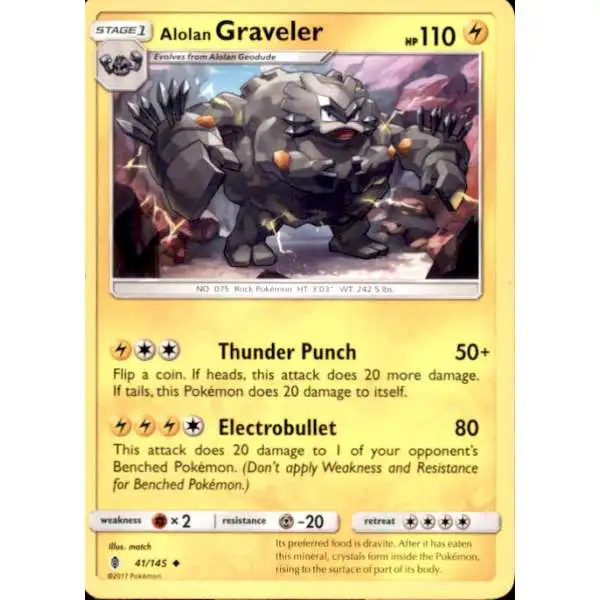 Pokemon Trading Card Game Sun & Moon Guardians Rising Uncommon Alolan Graveler #41