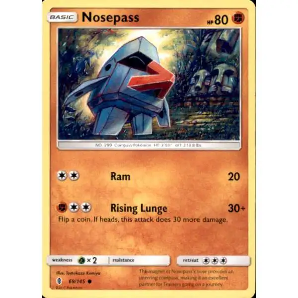 Pokemon Trading Card Game Sun & Moon Guardians Rising Common Nosepass #69