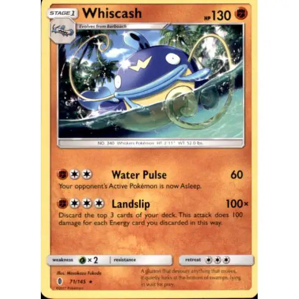 Pokemon Trading Card Game Sun & Moon Guardians Rising Rare Whiscash #71