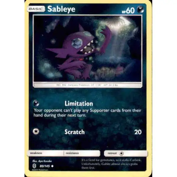 Pokemon Trading Card Game Sun & Moon Guardians Rising Uncommon Sableye #80