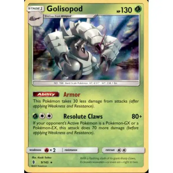 Pokemon Trading Card Game Sun & Moon Guardians Rising Rare Holo Golisopod #9