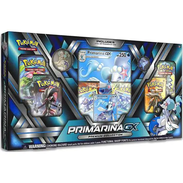 Pokemon Sun & Moon Primarina-GX Premium Collection [6 Booster Packs, 3 Promo Cards, Oversize Card, Pin & Coin]
