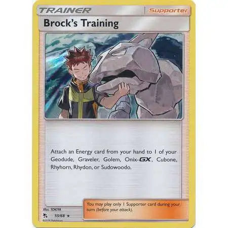 Pokemon Trading Card Game Hidden Fates Rare Holo Brock's Training #55