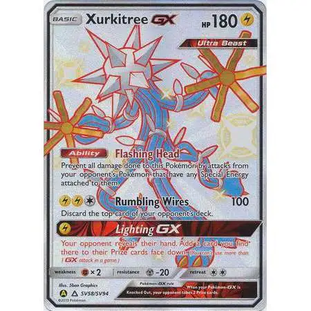 pokemon xurkitree card GX Full Art - 142/156 - Ultra Prism Lightning Ability Flashing Head Prevent all damage done to this Pokmon by attacks from your opponents Pokmon that have any Special Energy attached to them Pokemon card - Xurkitree 39/131