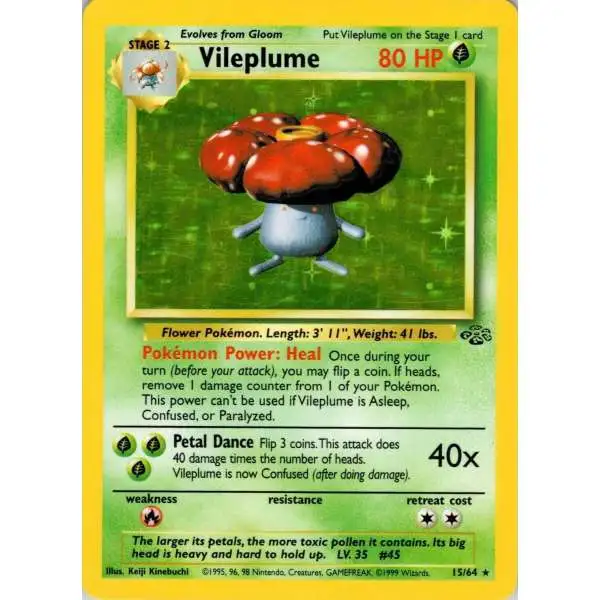 Pokemon Jungle Holo Rare Vileplume #15 [Heavily Played]