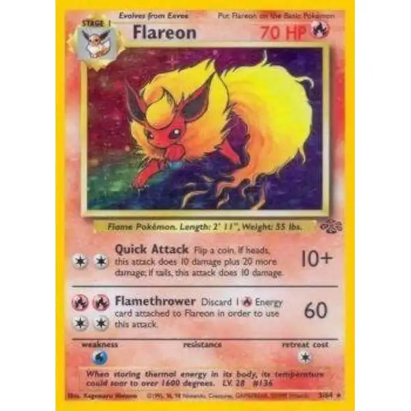 Pokemon Jungle Holo Rare Flareon #3 [Moderately Played]