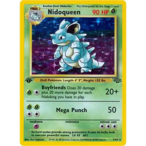 Pokemon Jungle Rare Holo Nidoqueen #7 [1st Edition] [Moderately Played]