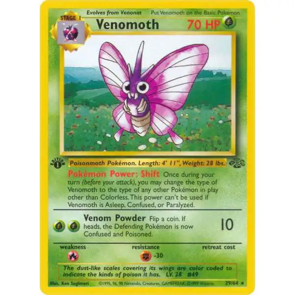 Pokemon Jungle Rare Venomoth #29 [1st Edition] [Lightly Played]