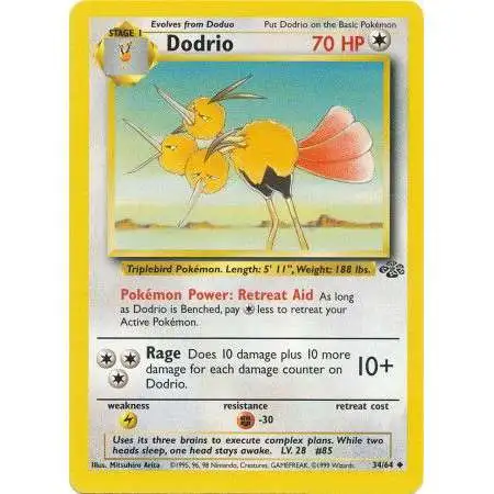 Pokemon Jungle Uncommon Dodrio #34 [Moderately Played]