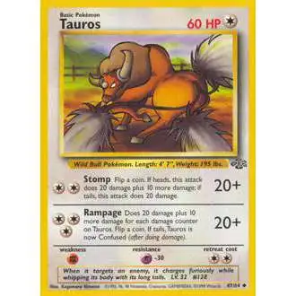Pokemon Jungle Uncommon Tauros #47 [Lightly Played]
