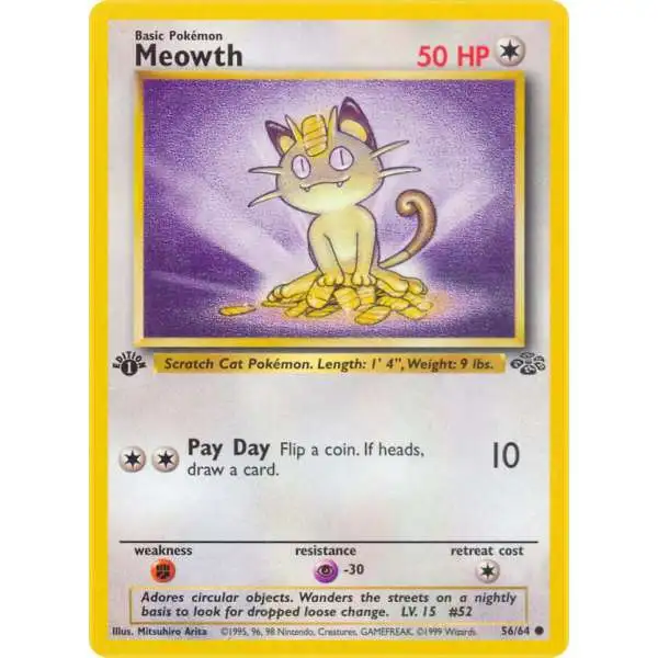 Pokemon Jungle Common Meowth #56 [1st Edition] [Lightly Played]