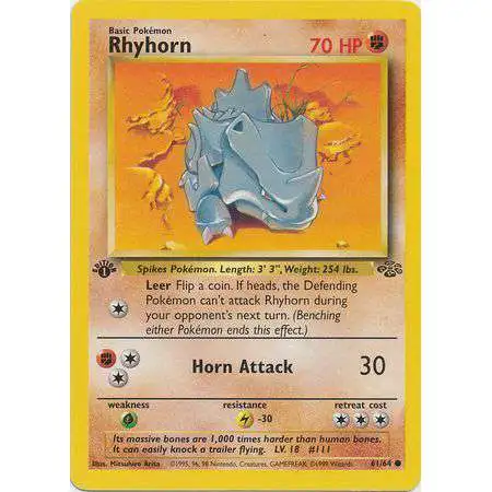 Pokemon Jungle Common Rhyhorn #61 [1st Edition] [Lightly Played]