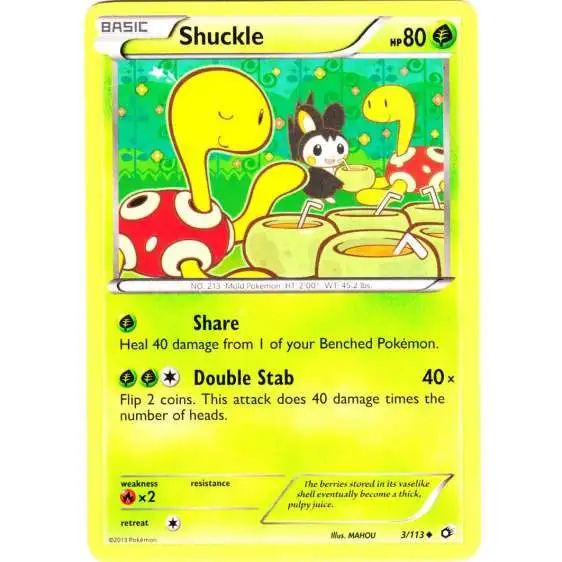 Pokemon Black & White Legendary Treasures Uncommon Shuckle #3 [Reverse Holo]
