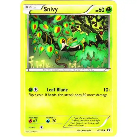 Pokemon Black & White Legendary Treasures Common Snivy #6 [Reverse Holo]