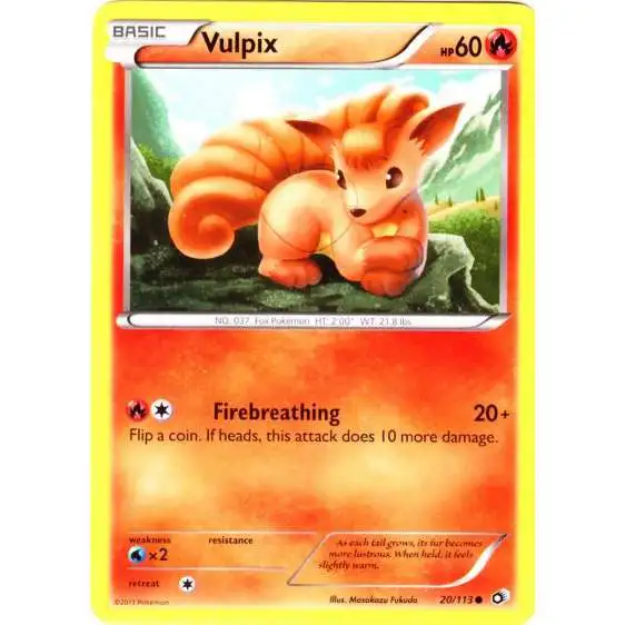 Pokemon Black & White Legendary Treasures Common Vulpix #20 [Reverse Holo ]