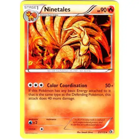 Pokemon Black & White Legendary Treasures Rare Ninetales #21 [Reverse Holo]