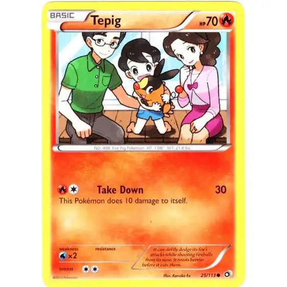 Pokemon Black & White Legendary Treasures Common Tepig #25 [Reverse Holo]