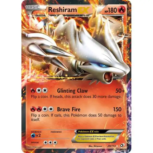 Pokemon Black & White Legendary Treasures Ultra Rare Reshiram EX #29 [Damage]