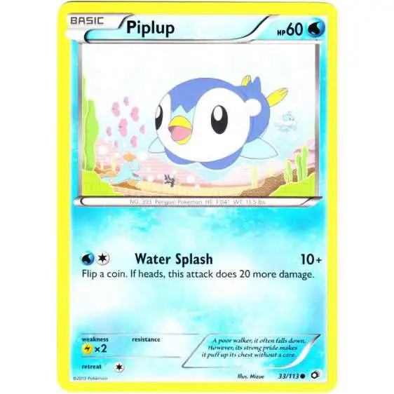 Pokemon Black & White Legendary Treasures Common Piplup #33 [Reverse Holo]