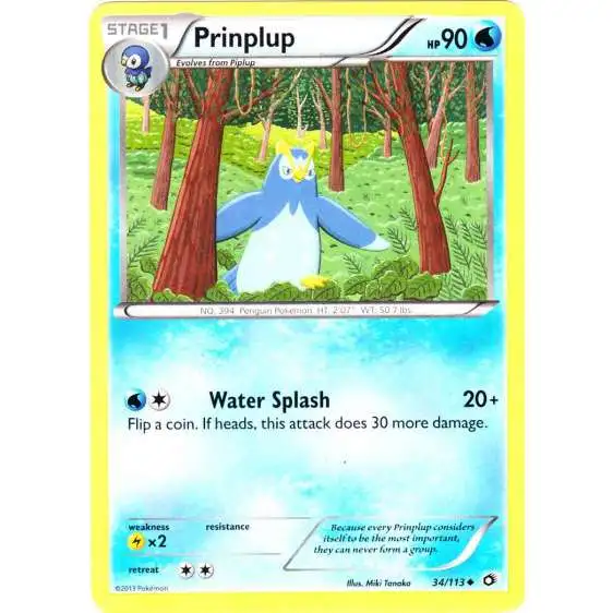 Pokemon Black & White Legendary Treasures Uncommon Prinplup #34 [Reverse Holo]